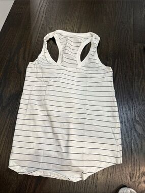 lululemon athletica White Tank Top with Thin Black Stripes
